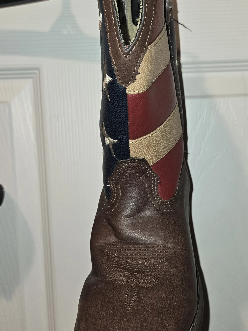 Kids Americana Flag Western Boots in Brown/Red/Blue